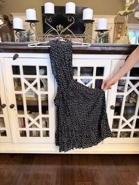 Black Polka Dot Sleeveless Midi Dress